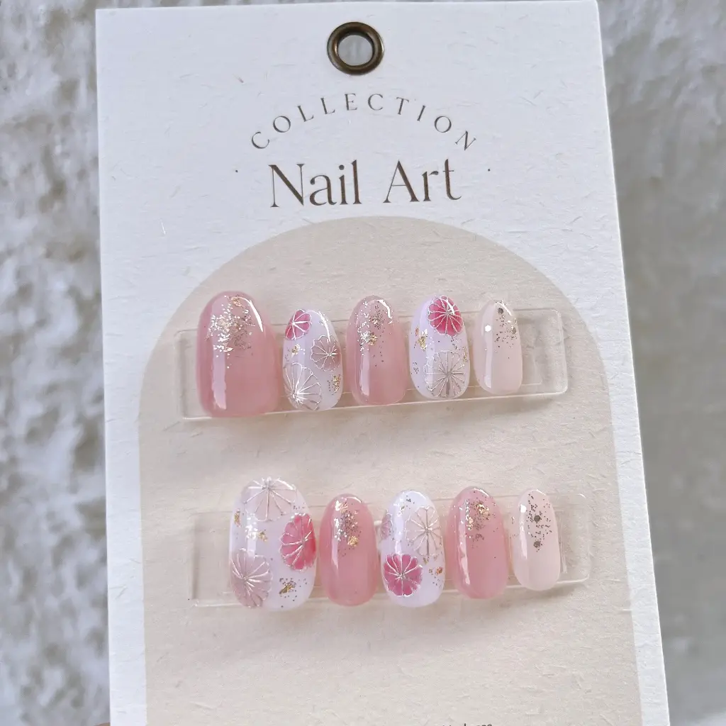 穿戴甲-日系粉色和風花