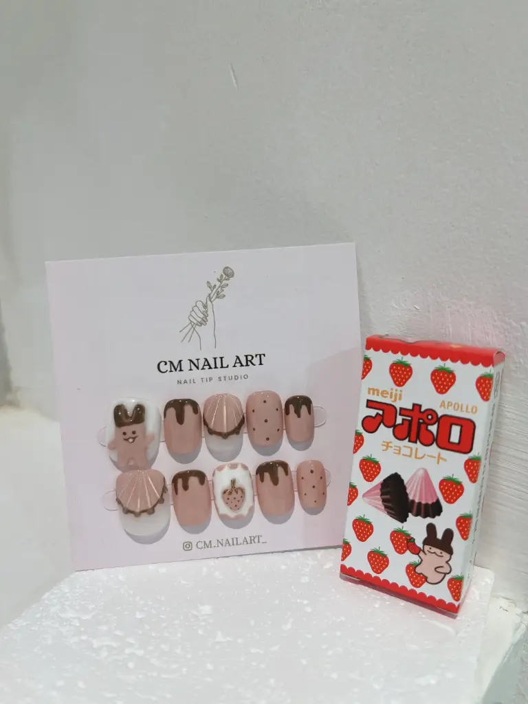 穿戴甲-立體草莓朱古力