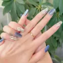 閃閃霧霾藍貓眼穿戴甲