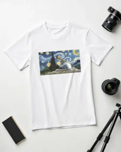 本地設計Tee- Cat in Night sky